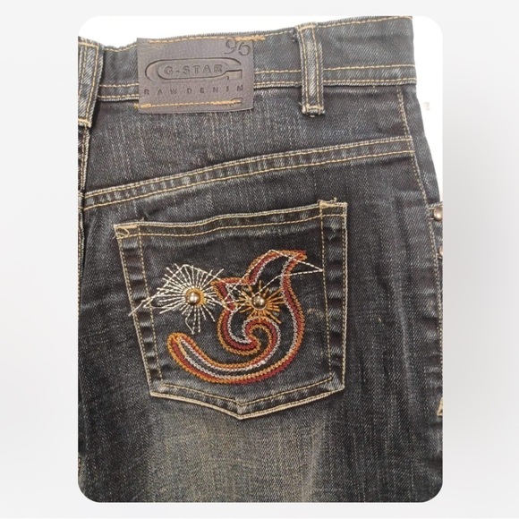 G-Star 96 Embroidered Straight Faded Jeans Size 30 - Picture 9 of 9